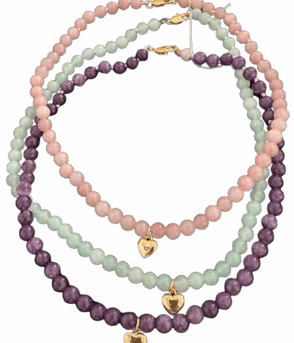 bracelet perles coeur or