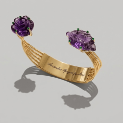bague amethyste camelia et feuille